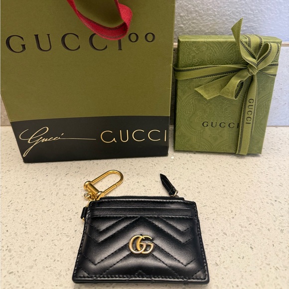 Gucci GG MARMONT KEYCHAIN WALLET, Black, Authentic - Picture 3 of 10